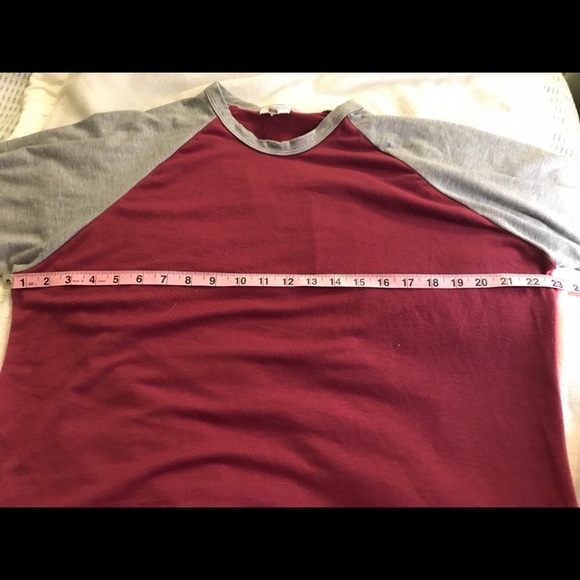 LulaRoe maroon and gray Randy long sleeved tee - Picture 4 of 5